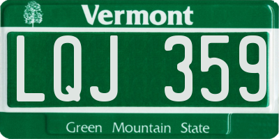 VT license plate LQJ359