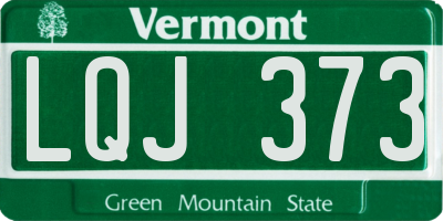 VT license plate LQJ373