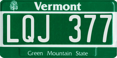 VT license plate LQJ377