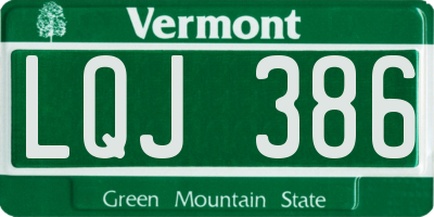 VT license plate LQJ386