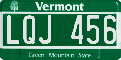 VT license plate LQJ456