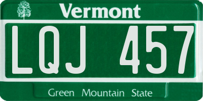 VT license plate LQJ457