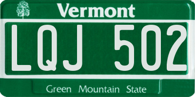 VT license plate LQJ502