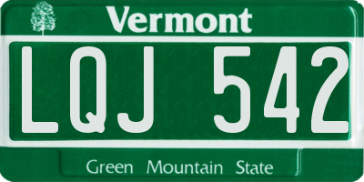 VT license plate LQJ542