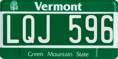 VT license plate LQJ596