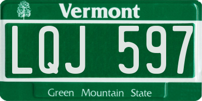 VT license plate LQJ597