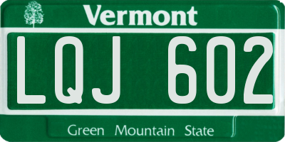 VT license plate LQJ602