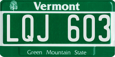VT license plate LQJ603