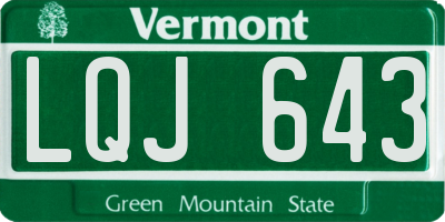 VT license plate LQJ643