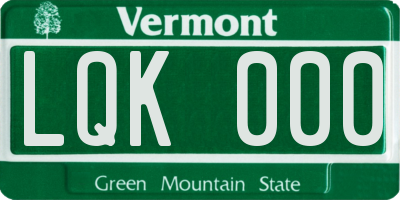 VT license plate LQK000