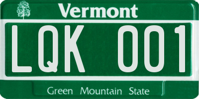 VT license plate LQK001
