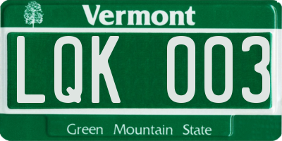 VT license plate LQK003