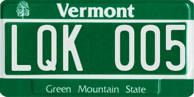 VT license plate LQK005