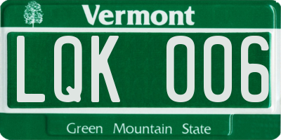 VT license plate LQK006