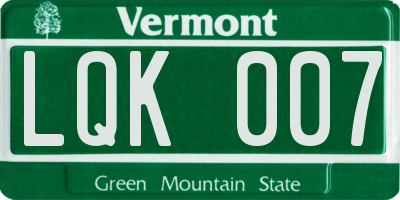 VT license plate LQK007