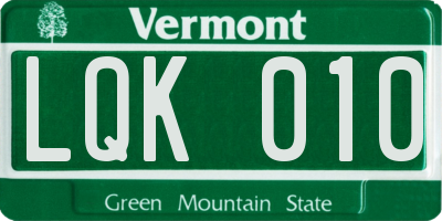 VT license plate LQK010