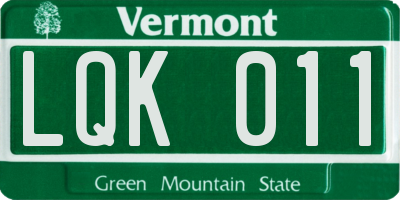 VT license plate LQK011