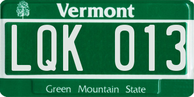VT license plate LQK013