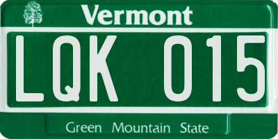 VT license plate LQK015