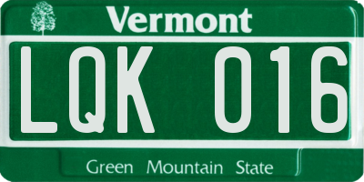 VT license plate LQK016