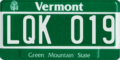 VT license plate LQK019