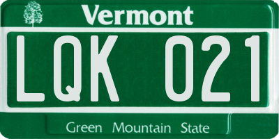 VT license plate LQK021