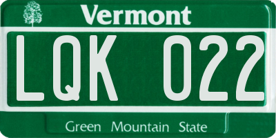 VT license plate LQK022
