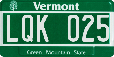VT license plate LQK025