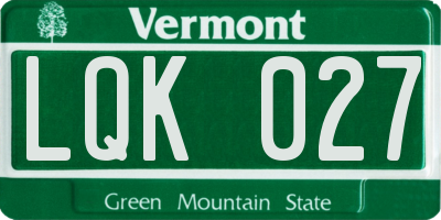 VT license plate LQK027