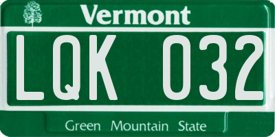 VT license plate LQK032