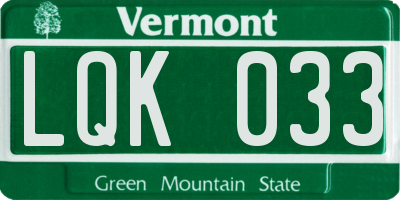 VT license plate LQK033