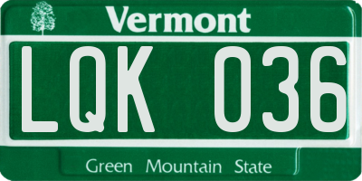 VT license plate LQK036