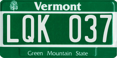 VT license plate LQK037