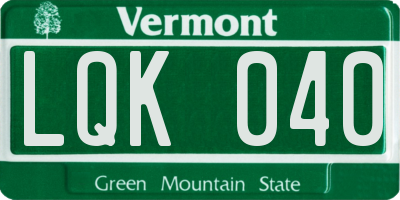 VT license plate LQK040