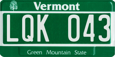 VT license plate LQK043