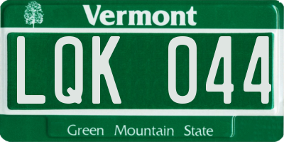 VT license plate LQK044