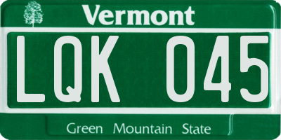 VT license plate LQK045