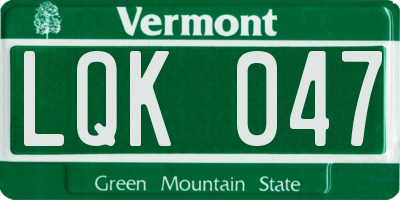 VT license plate LQK047