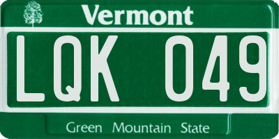 VT license plate LQK049