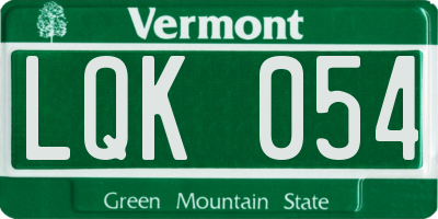 VT license plate LQK054