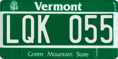 VT license plate LQK055