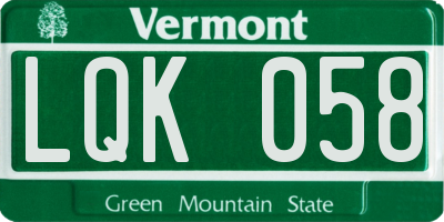 VT license plate LQK058