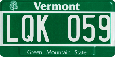 VT license plate LQK059