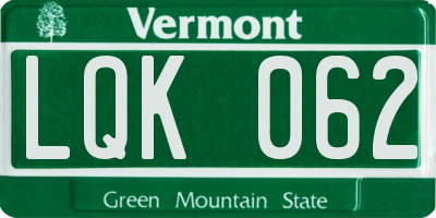 VT license plate LQK062
