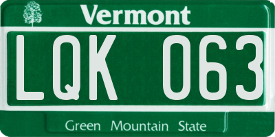 VT license plate LQK063