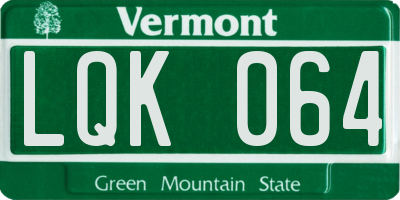 VT license plate LQK064