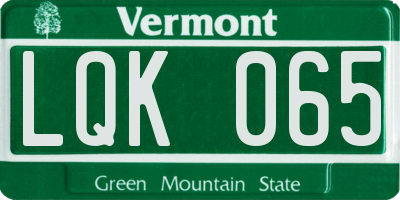 VT license plate LQK065
