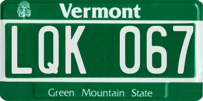 VT license plate LQK067