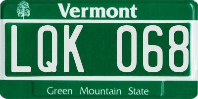 VT license plate LQK068