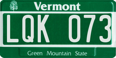 VT license plate LQK073